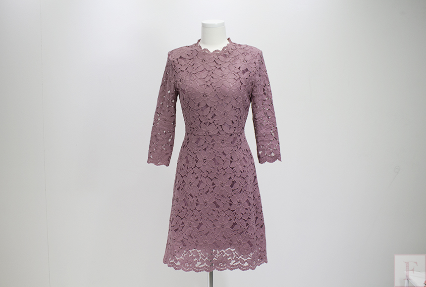 New Women Dress Autumn Flower See-through Lace Pun