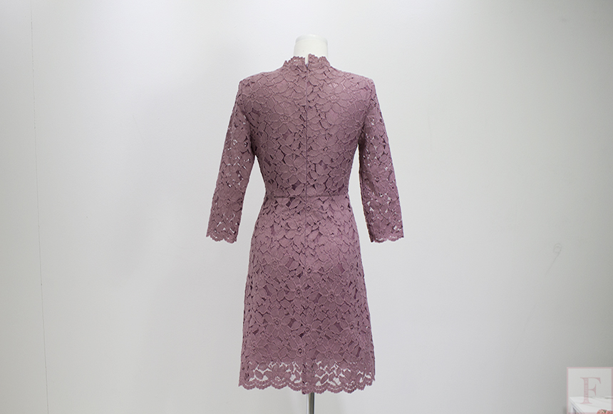 New Women Dress Autumn Flower See-through Lace Pun