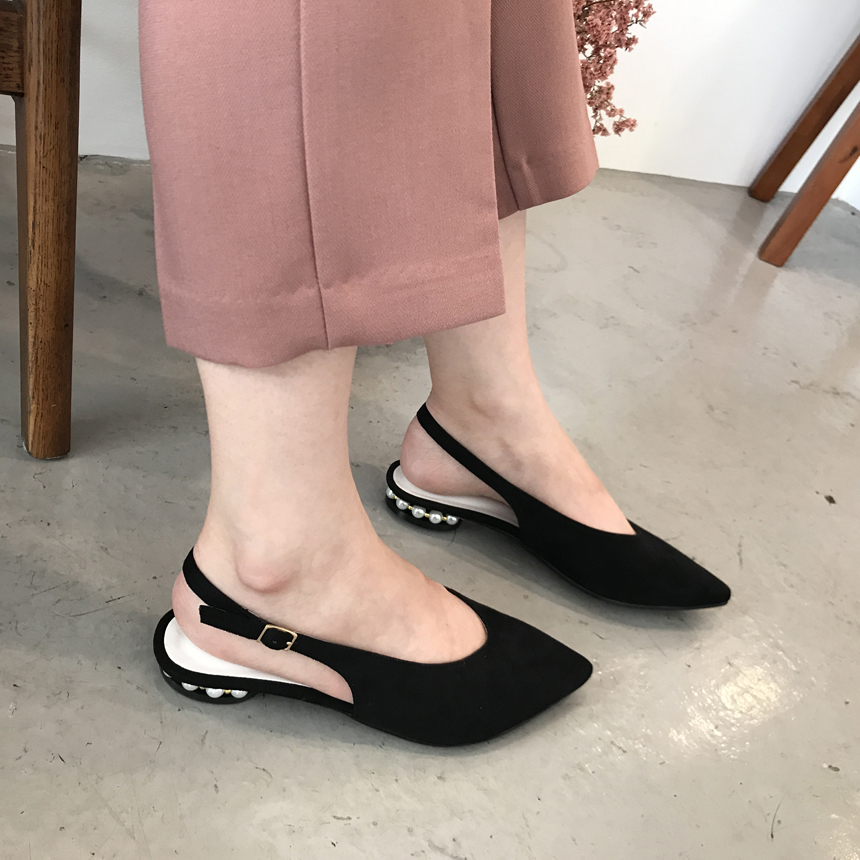 New Suede Sling Back Pearl Heel Looper Girls Blind