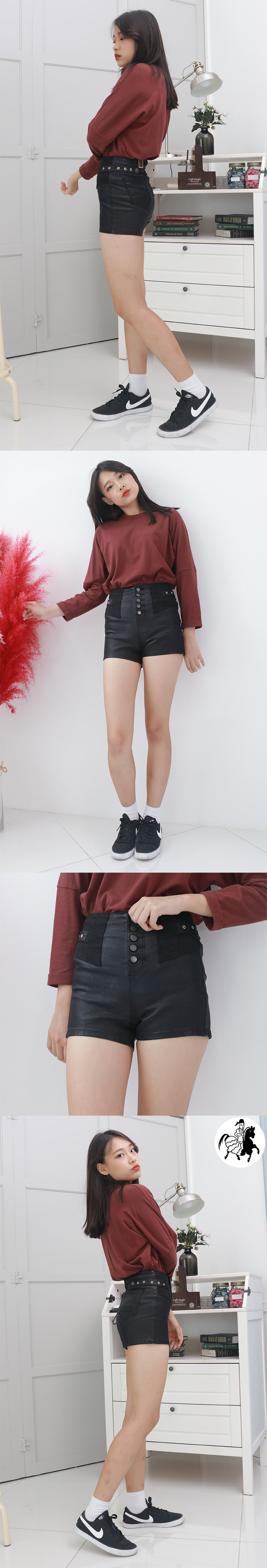 Women Short Pants Beautiful 5-button coated shorts