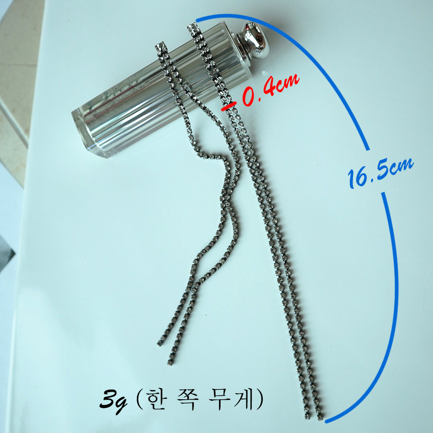 Line Cubic Long Drop Earrings Casual Classic Chain