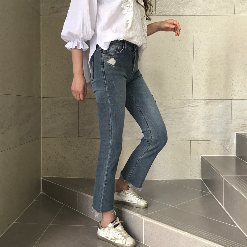 Women Jeans Pants Cutting boots cut jeans denim se