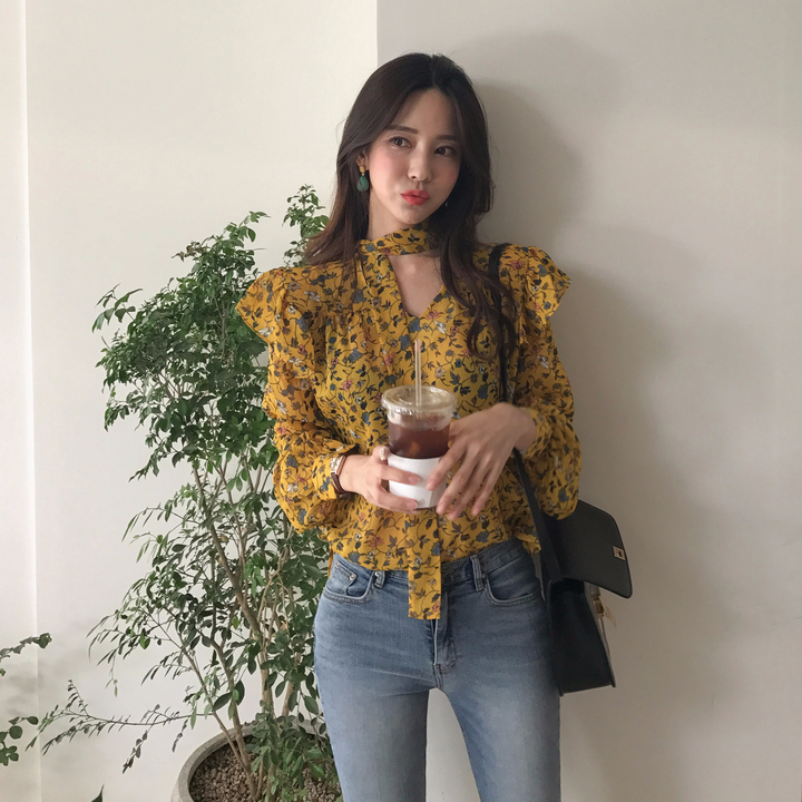 NEW FASHION LADY GIRL Blouse Autumn Blouse Yellow 