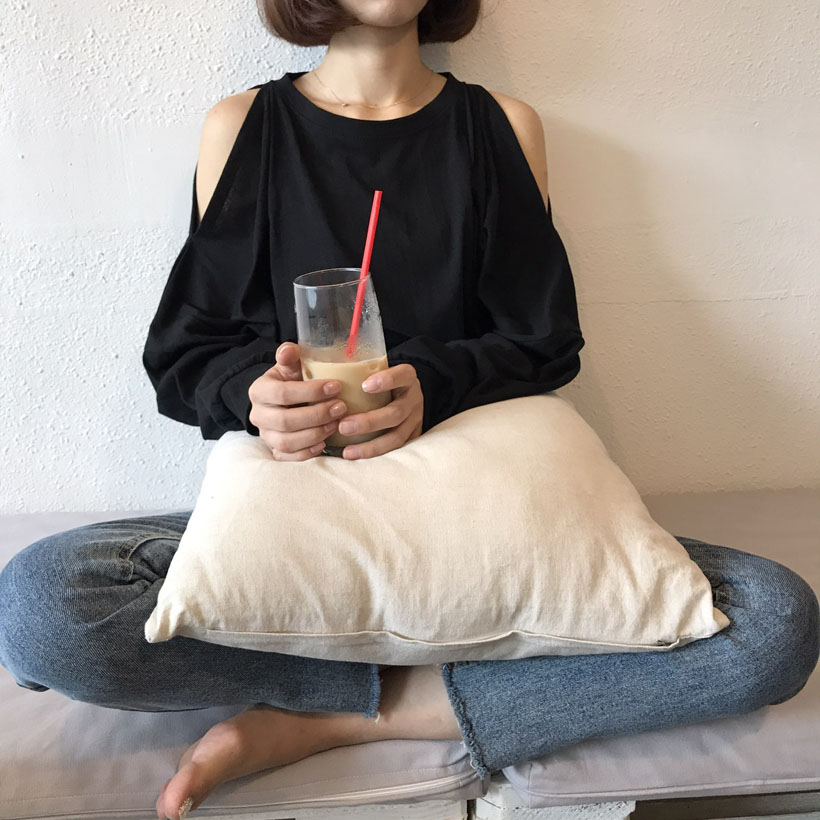 Shoulder-to-shoulder T-shirt black, orange, khaki 