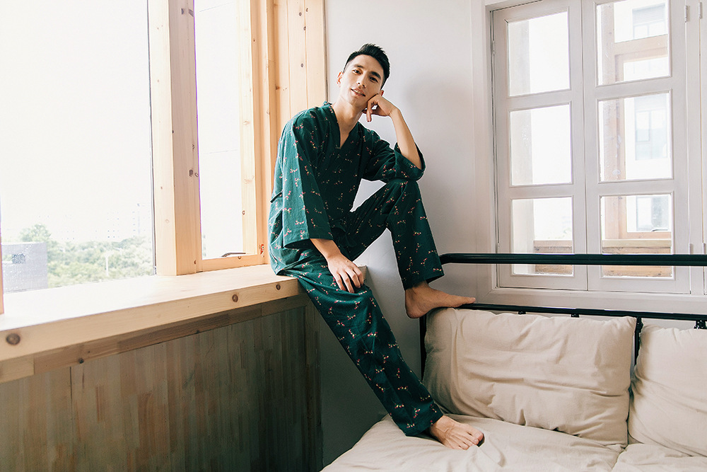 New imported fine flower Yukata couple pajamas hon