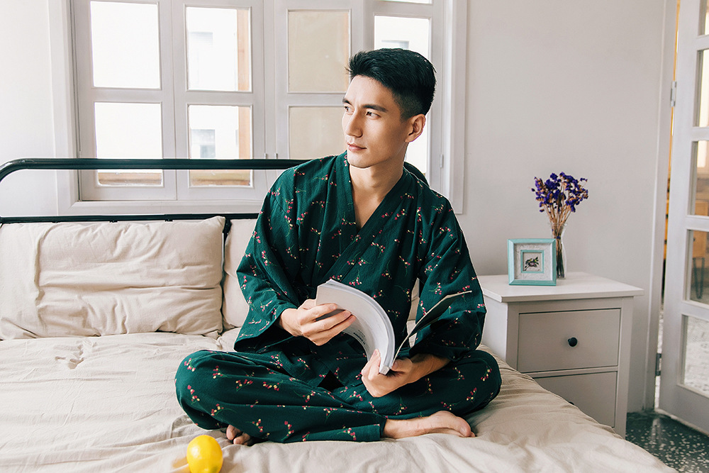 New imported fine flower Yukata couple pajamas hon