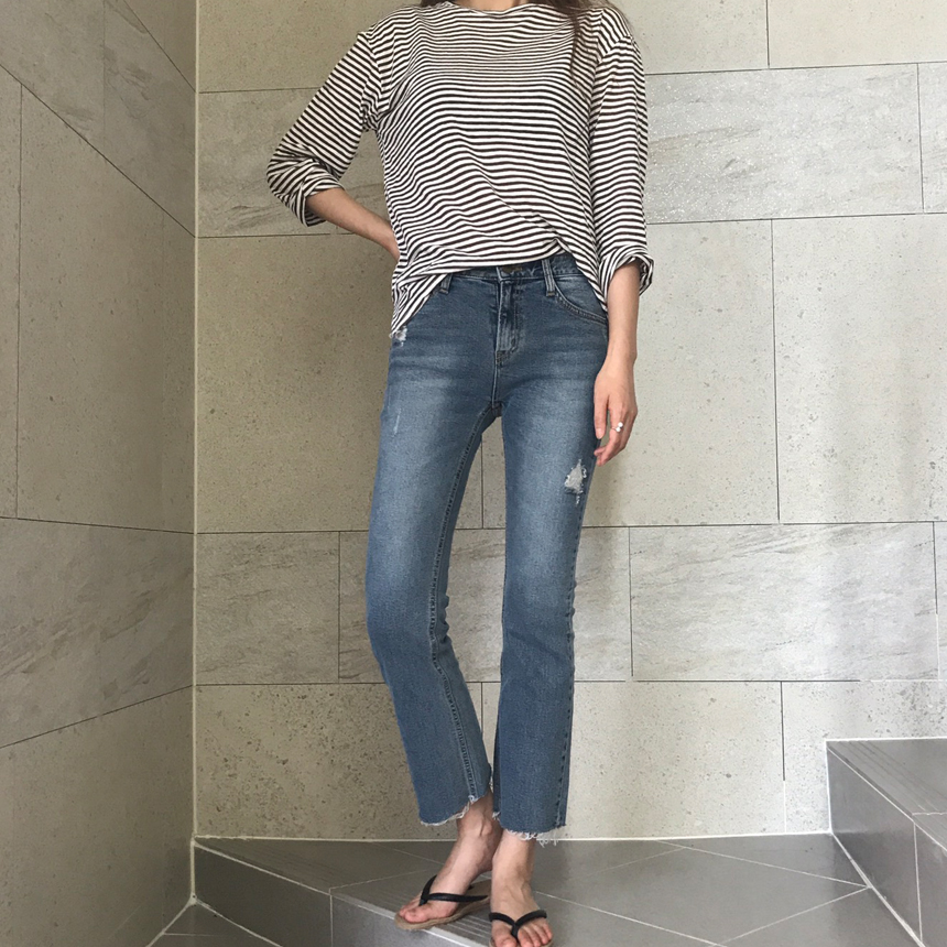 Women Jeans Pants Cutting boots cut jeans denim se