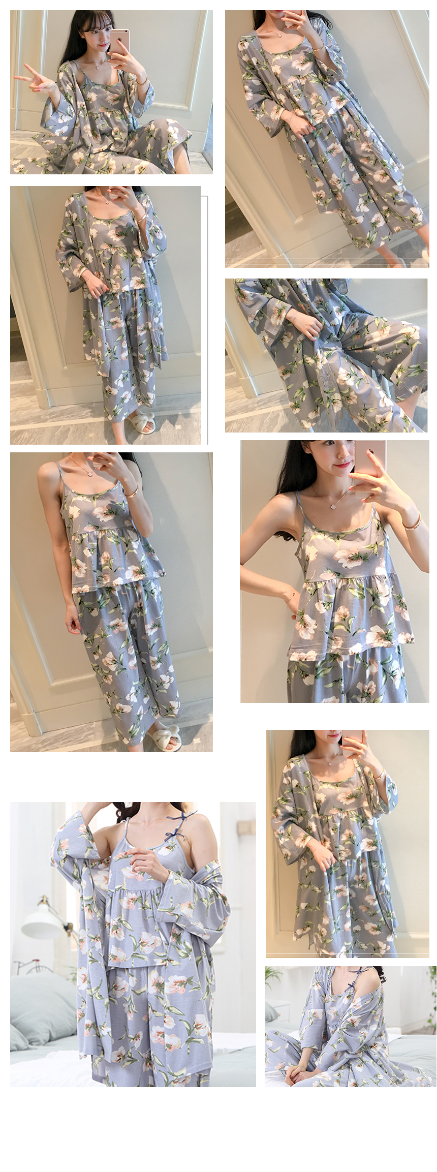 New orchid Easy wear Robes set Pajamas Home cardig