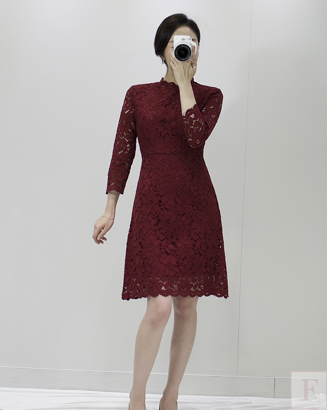 New Women Dress Autumn Flower See-through Lace Pun
