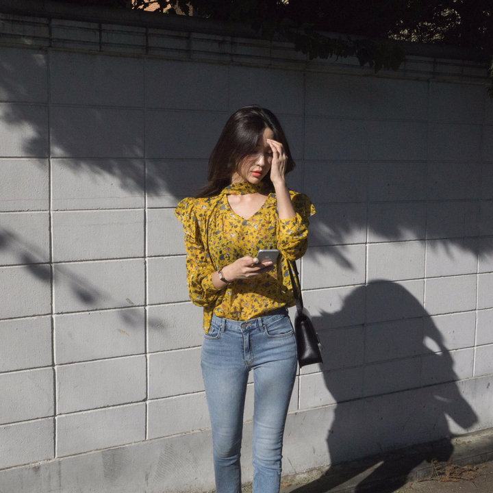 NEW FASHION LADY GIRL Blouse Autumn Blouse Yellow 