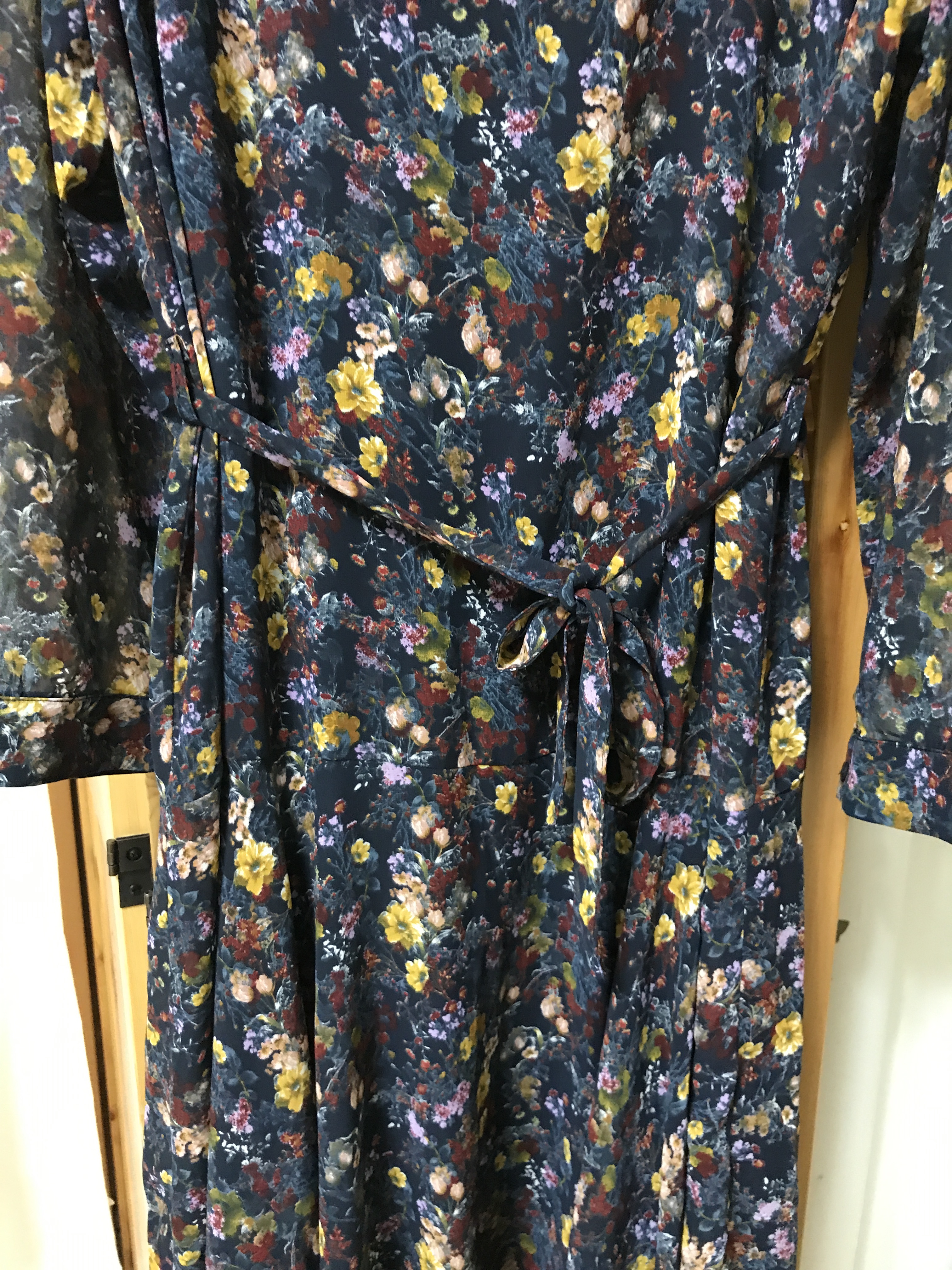 Autumn roupset Chiffon Long Dress Jean Beige Navy 