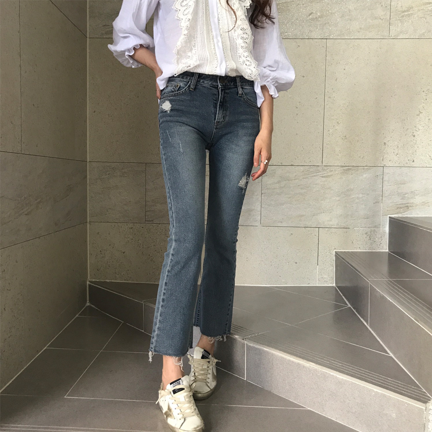 Women Jeans Pants Cutting boots cut jeans denim se