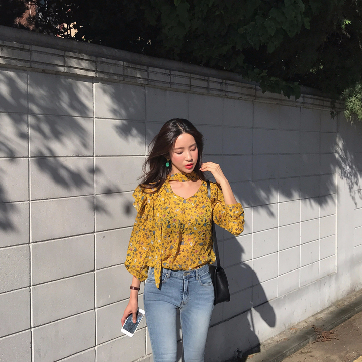 NEW FASHION LADY GIRL Blouse Autumn Blouse Yellow 