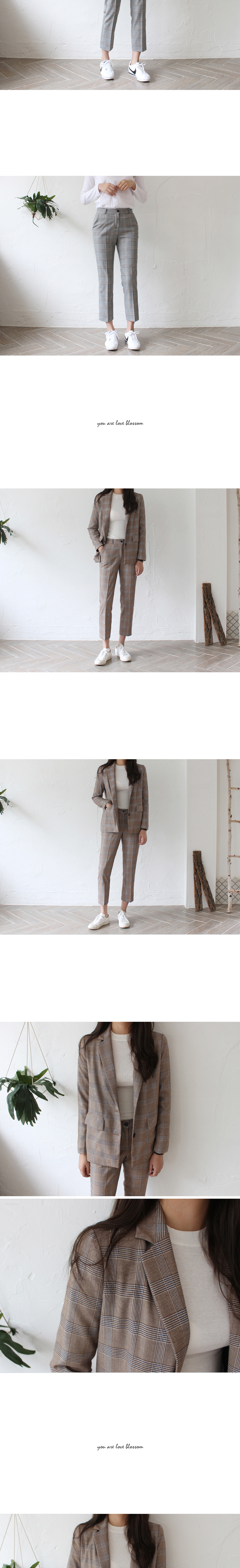 Check Suit Jacket Slacks Pants 20s Two Piece Set W