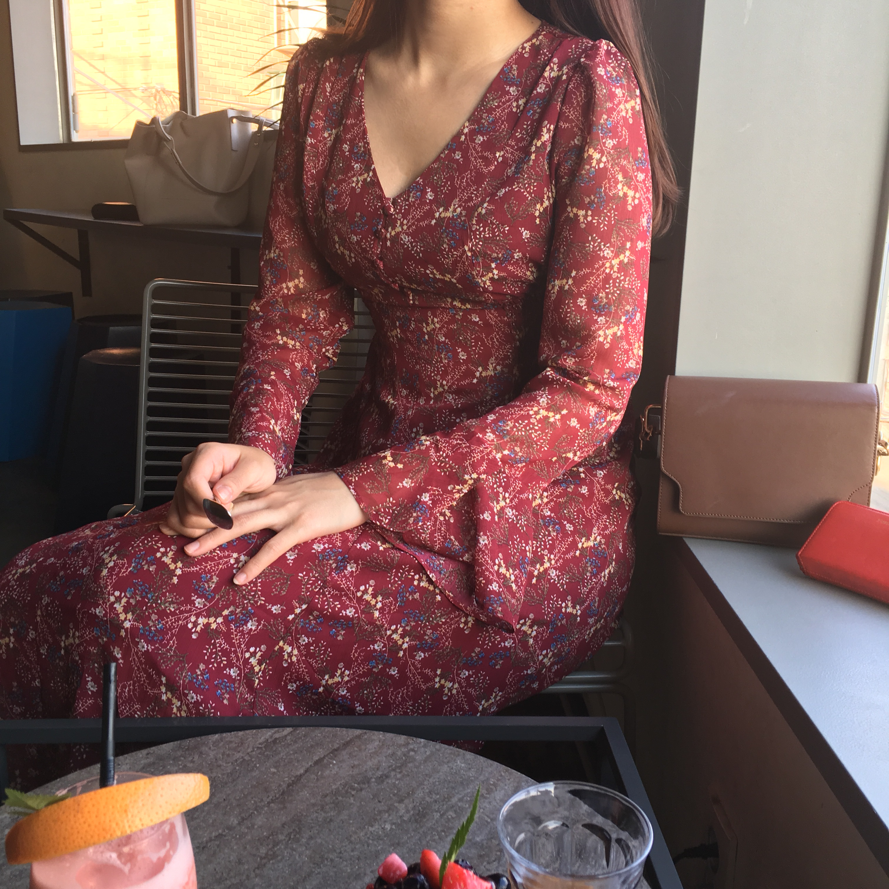 New Women Dress Wild Flower Chiffon Dress Sleeping