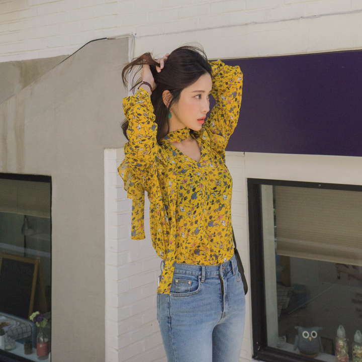 NEW FASHION LADY GIRL Blouse Autumn Blouse Yellow 