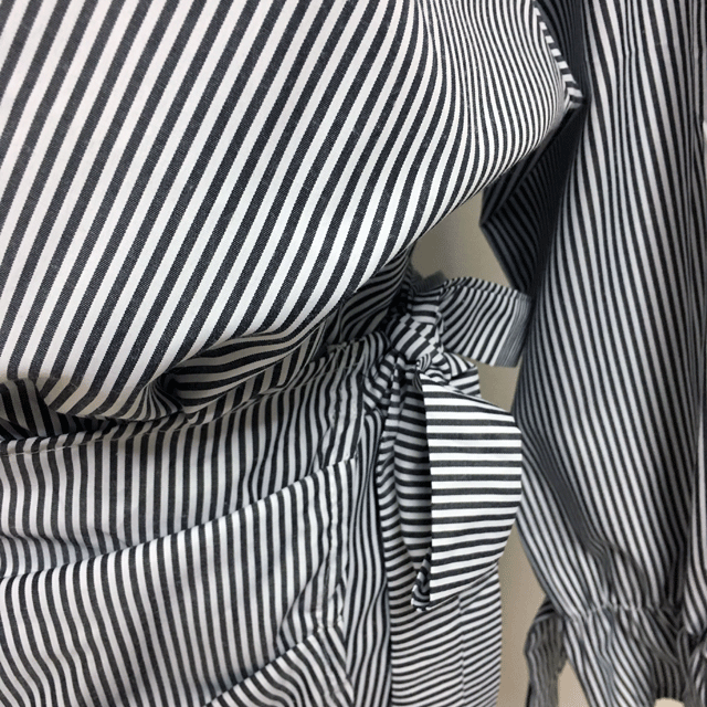 New Stripe White Mini Shirt Wrap Dress 2color Styl