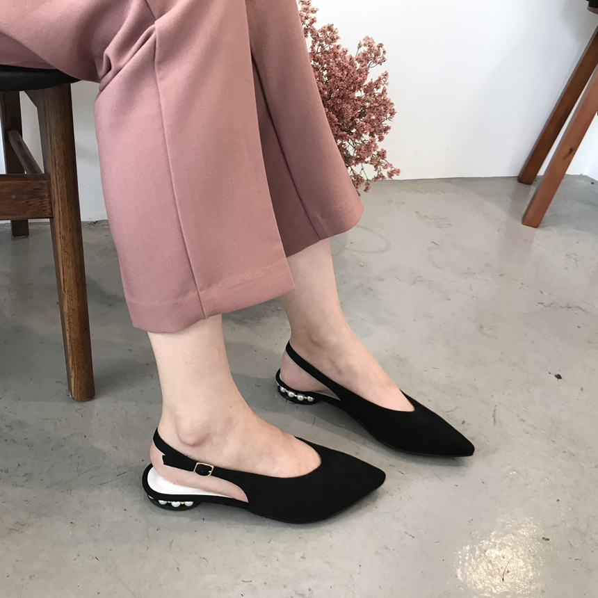 New Suede Sling Back Pearl Heel Looper Girls Blind