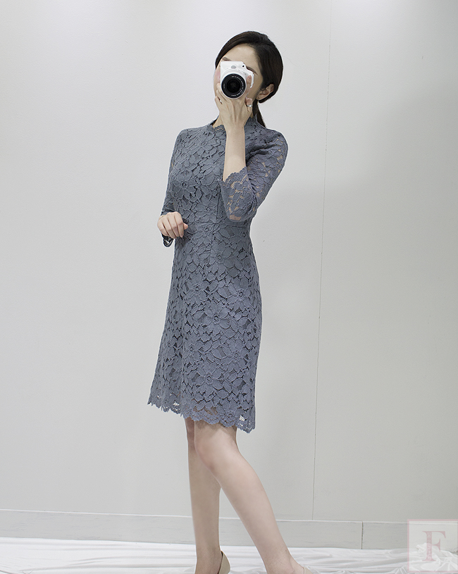 New Women Dress Autumn Flower See-through Lace Pun