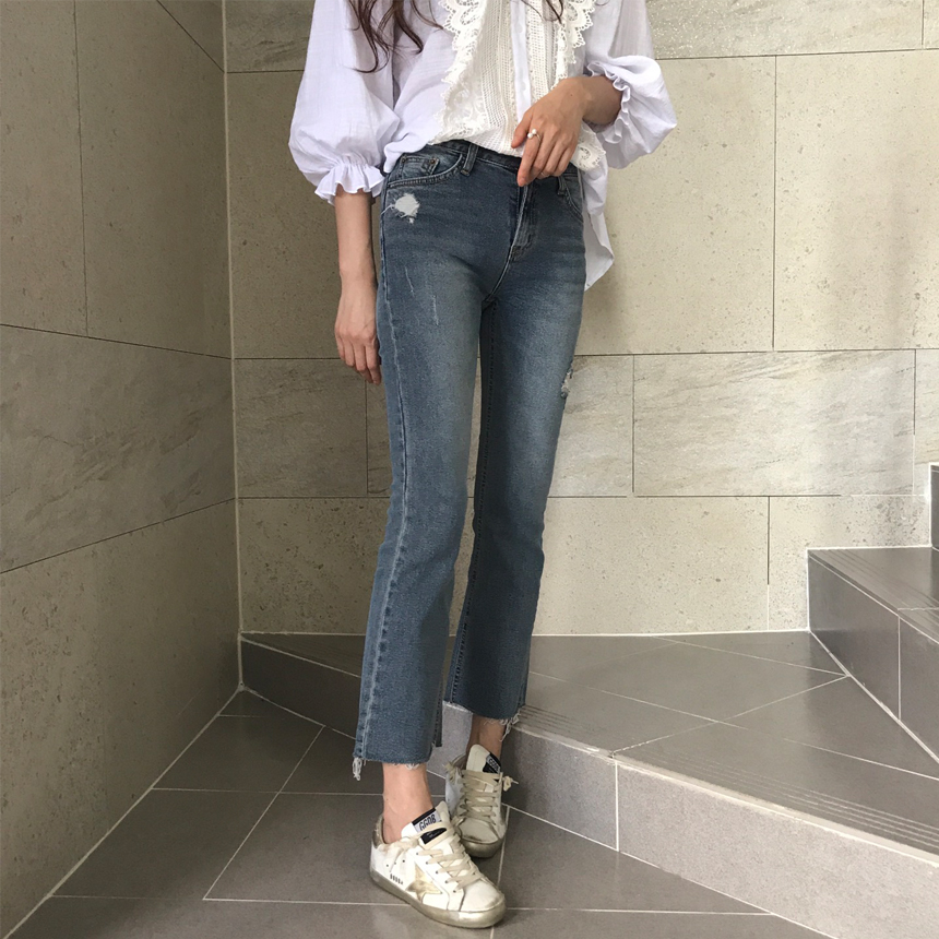 Women Jeans Pants Cutting boots cut jeans denim se