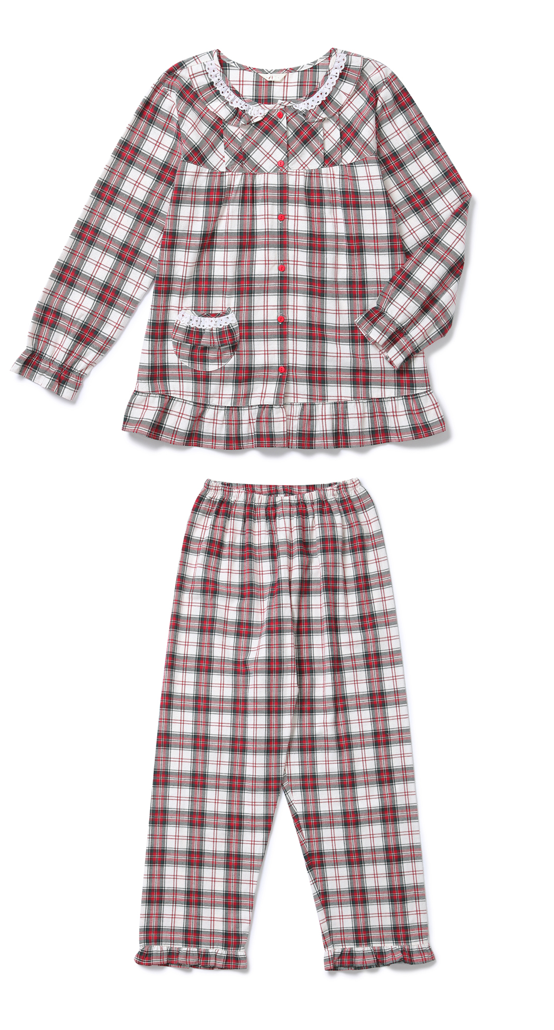 New Brushed Check Couple Pajamas Set Homewear Wome