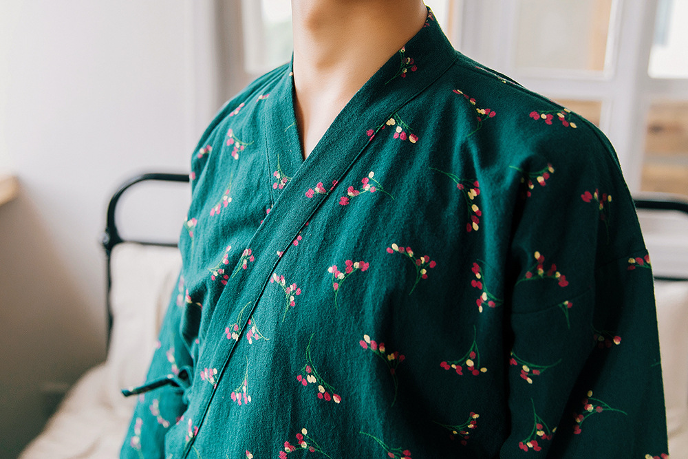 New imported fine flower Yukata couple pajamas hon