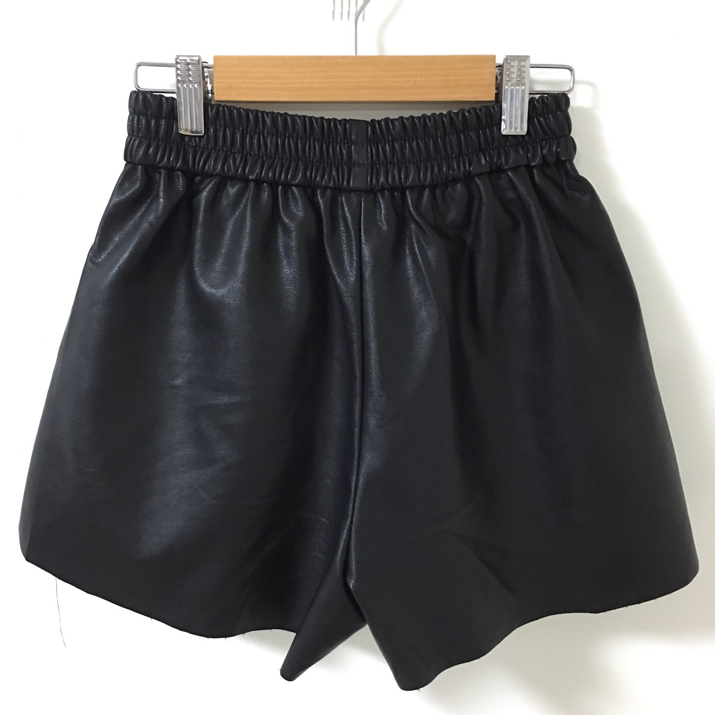 Women Short Pants Leather shorts banding 2color Te