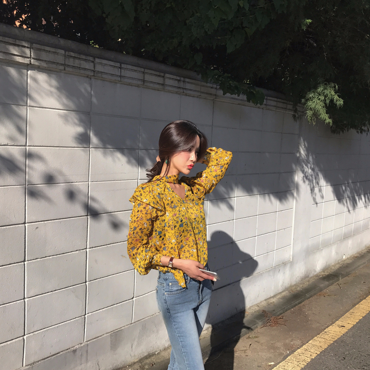 NEW FASHION LADY GIRL Blouse Autumn Blouse Yellow 