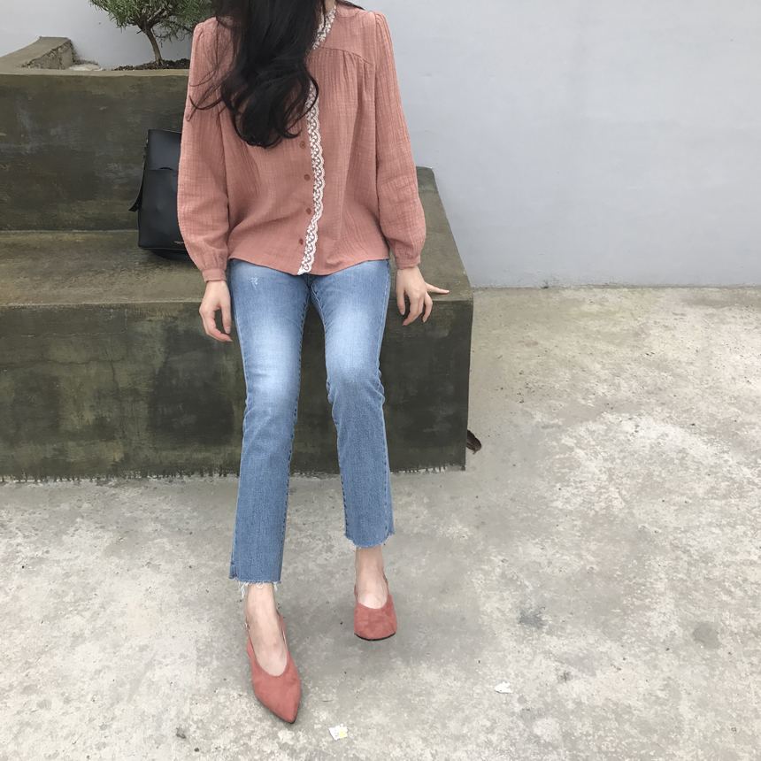 New Suede Sling Back Pearl Heel Looper Girls Blind