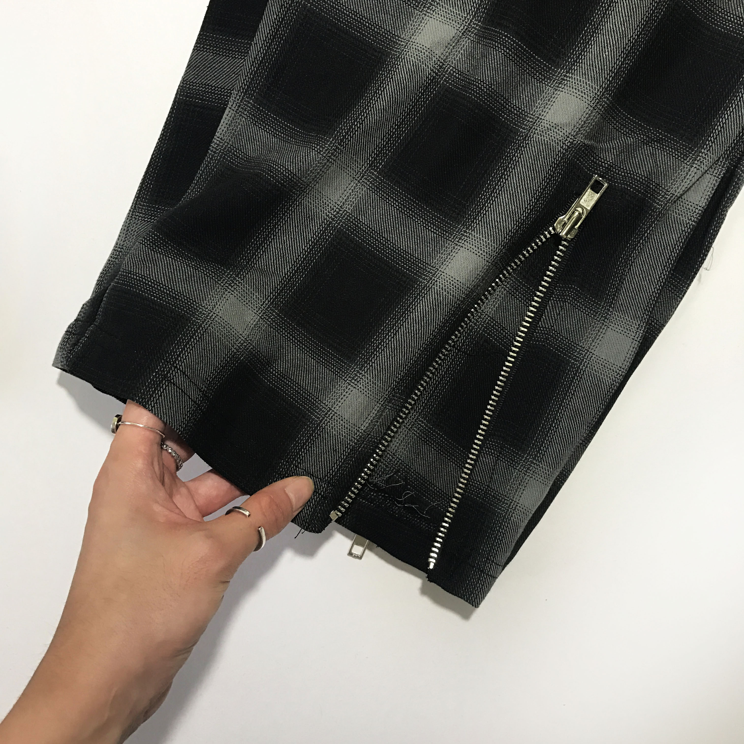 New Men's Pants Caddatan Check Wide Banding Hem