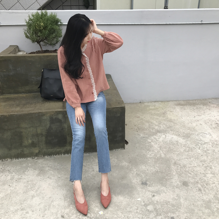 New Suede Sling Back Pearl Heel Looper Girls Blind