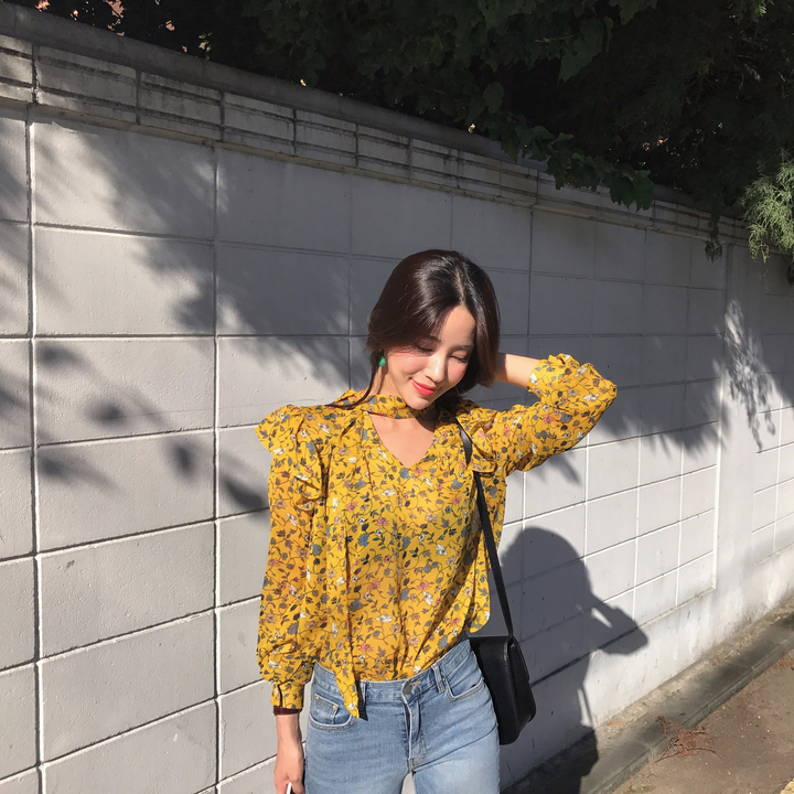 NEW FASHION LADY GIRL Blouse Autumn Blouse Yellow 