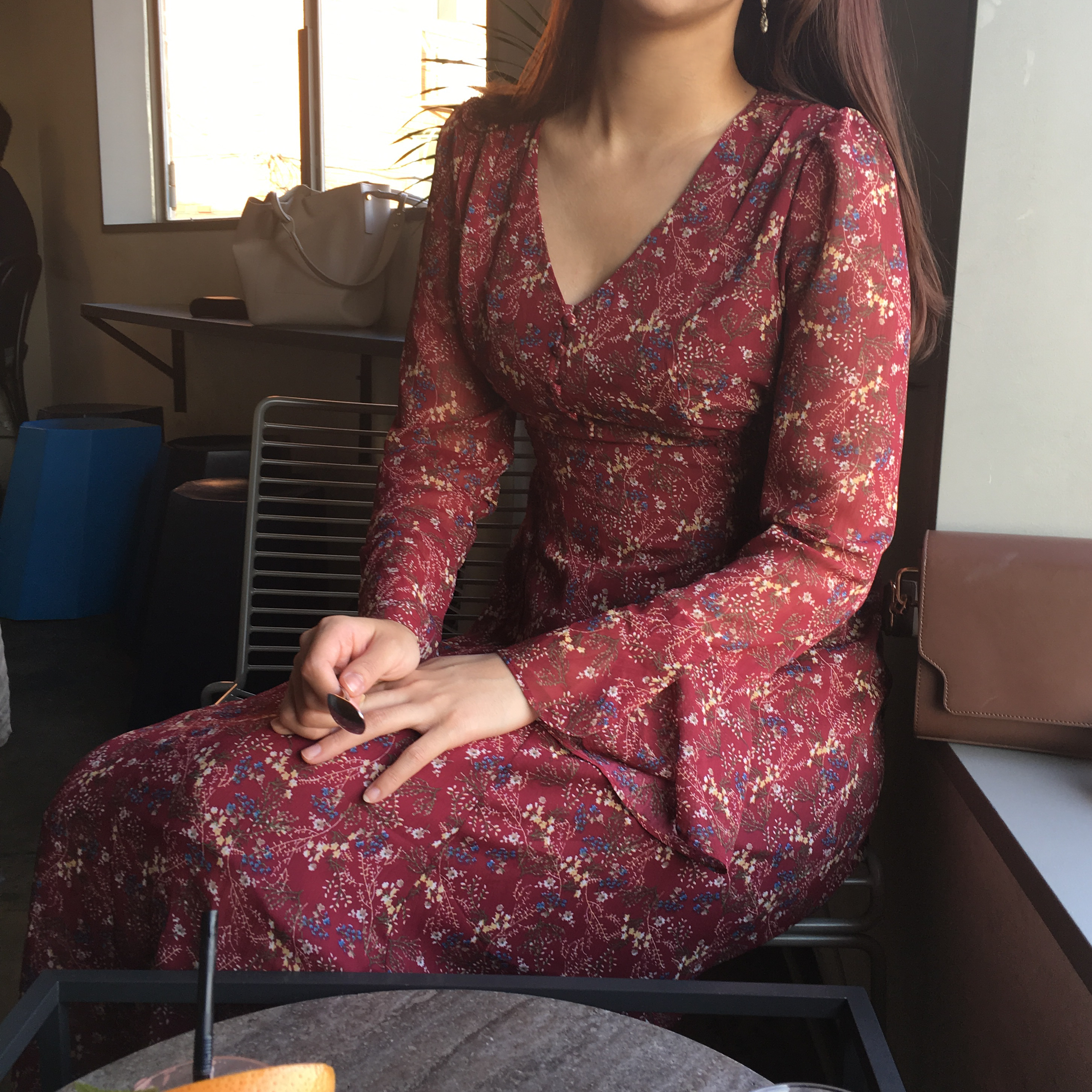 New Women Dress Wild Flower Chiffon Dress Sleeping