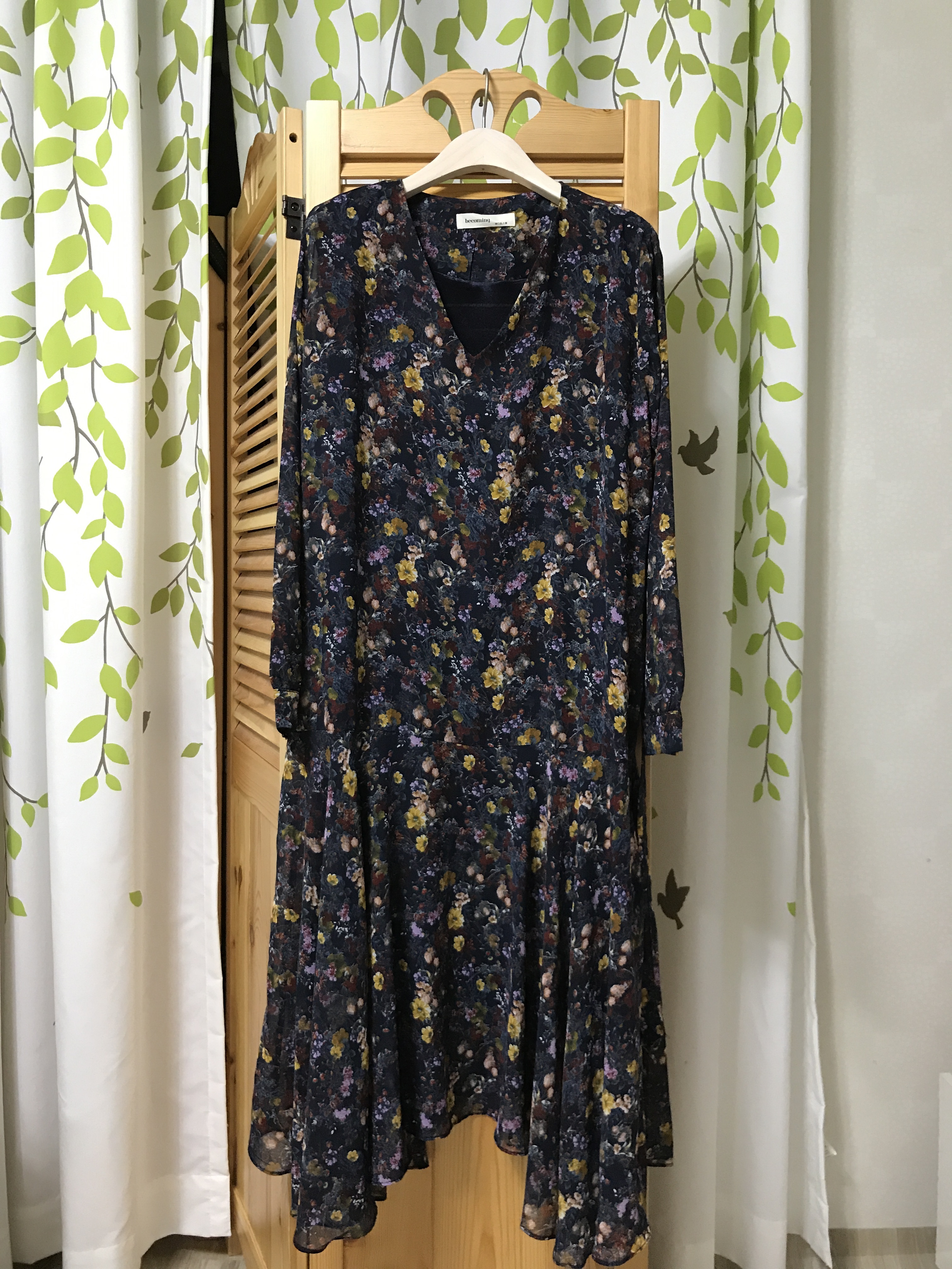 Autumn roupset Chiffon Long Dress Jean Beige Navy 
