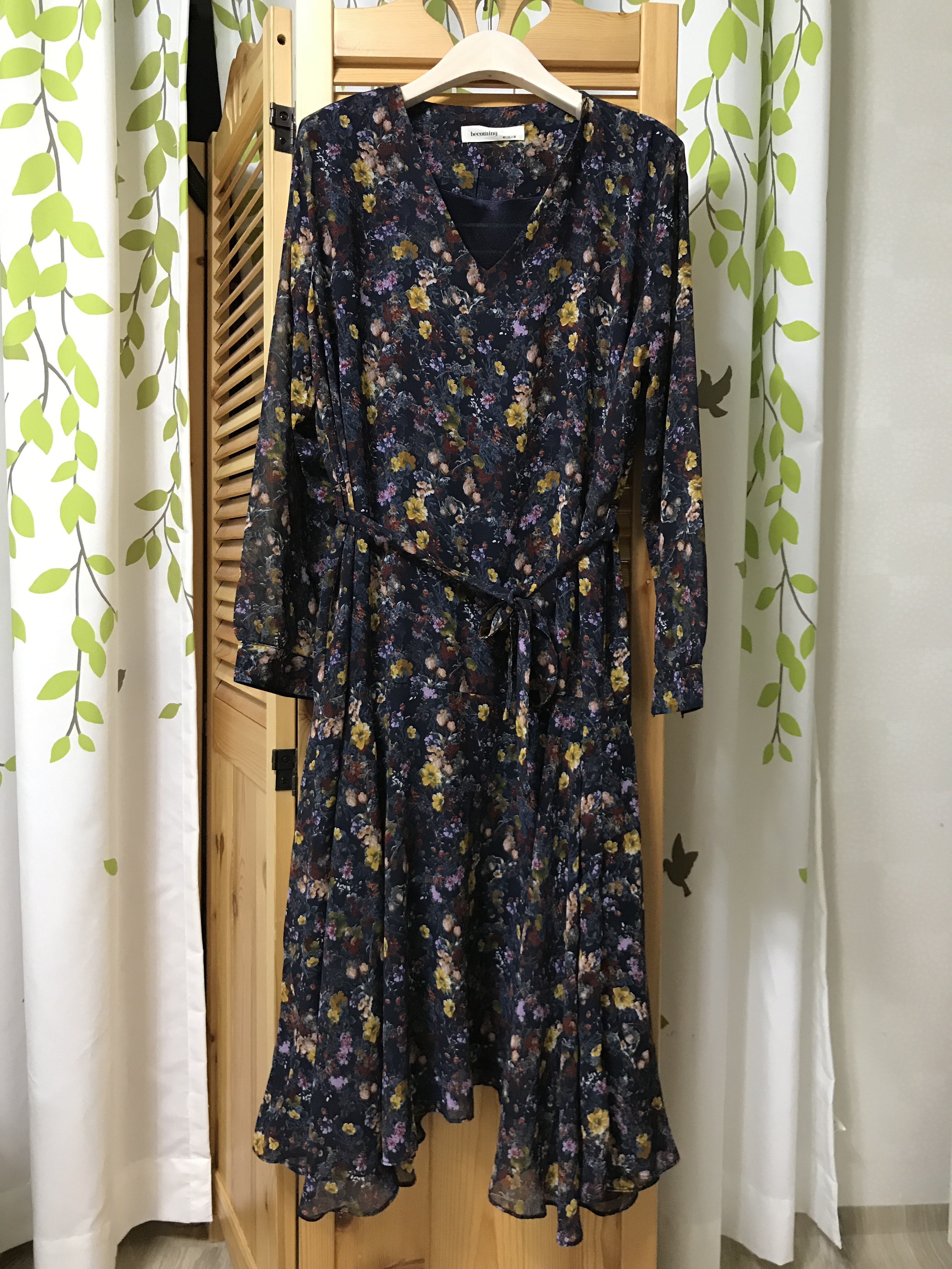 Autumn roupset Chiffon Long Dress Jean Beige Navy 