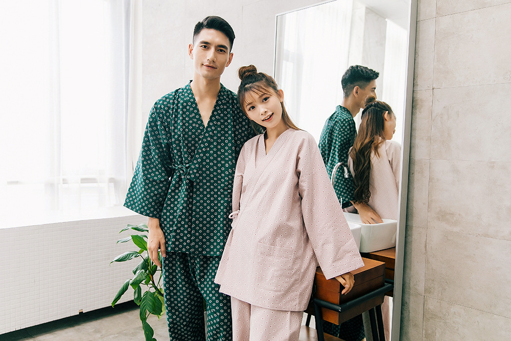 New imported fine flower Yukata couple pajamas hon