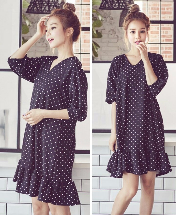 NEW FASHION LADY GIRL DRESS dot pattern span polka
