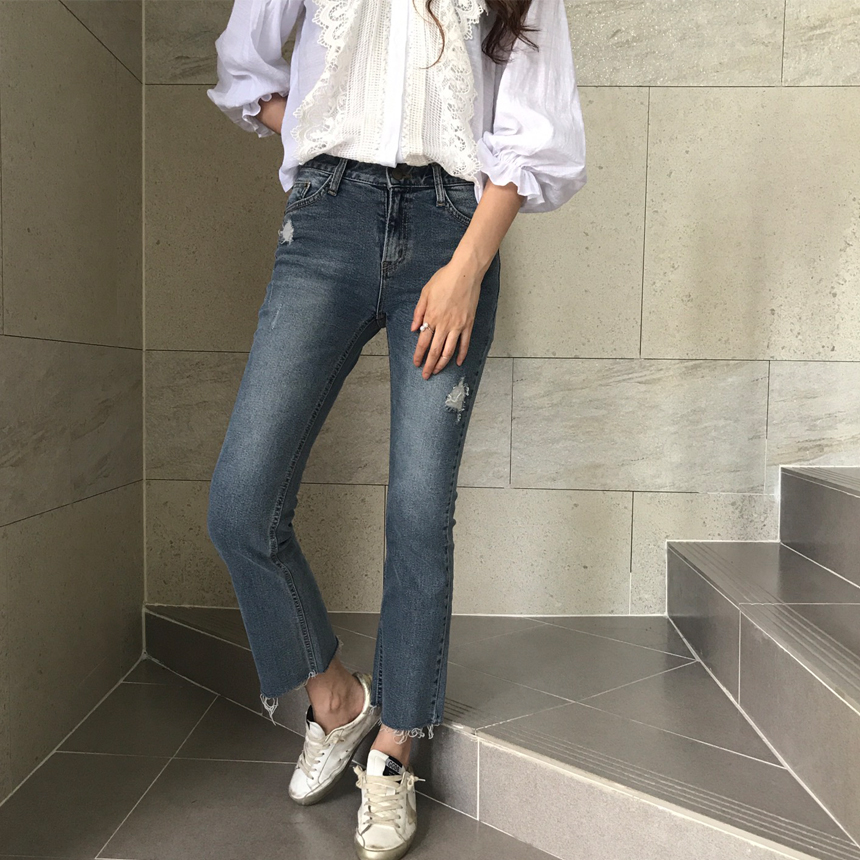 Women Jeans Pants Cutting boots cut jeans denim se