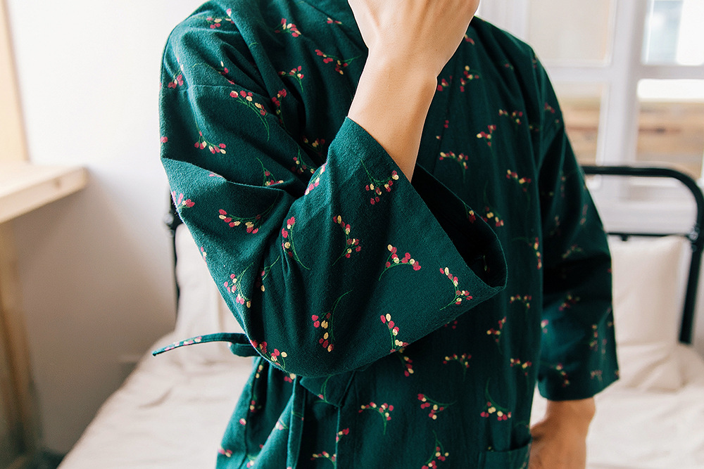 New imported fine flower Yukata couple pajamas hon