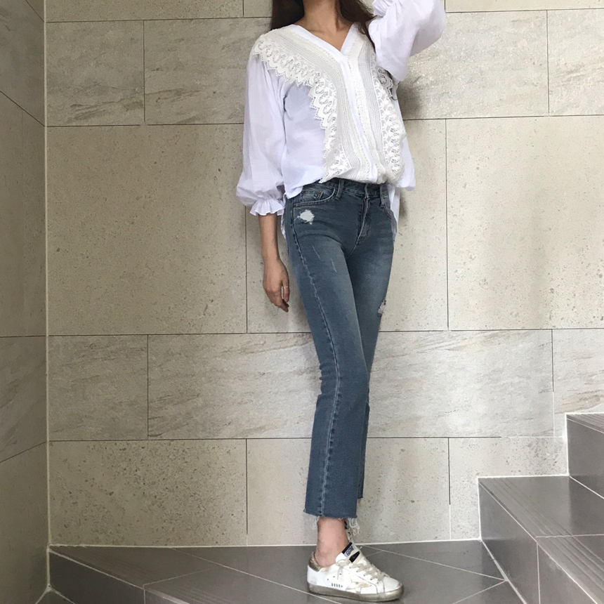 Women Jeans Pants Cutting boots cut jeans denim se