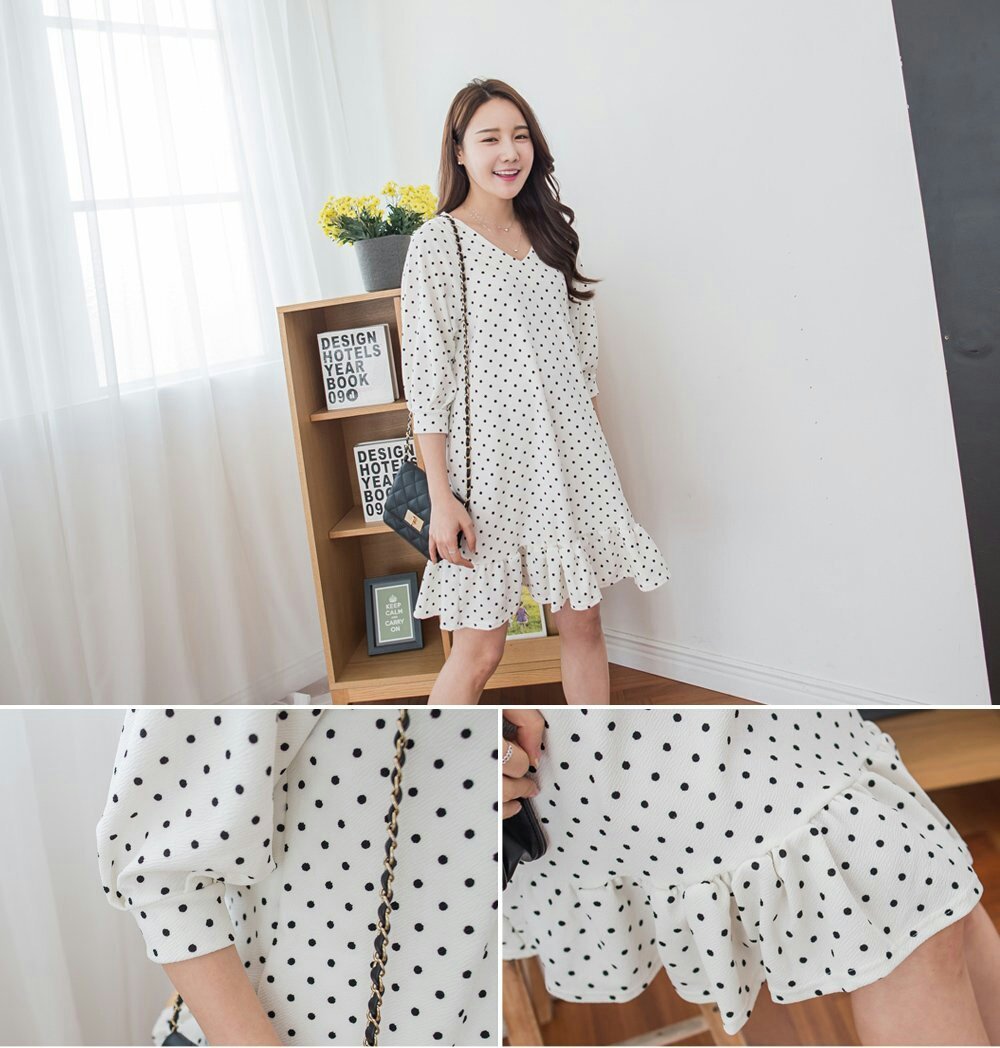 NEW FASHION LADY GIRL DRESS dot pattern span polka