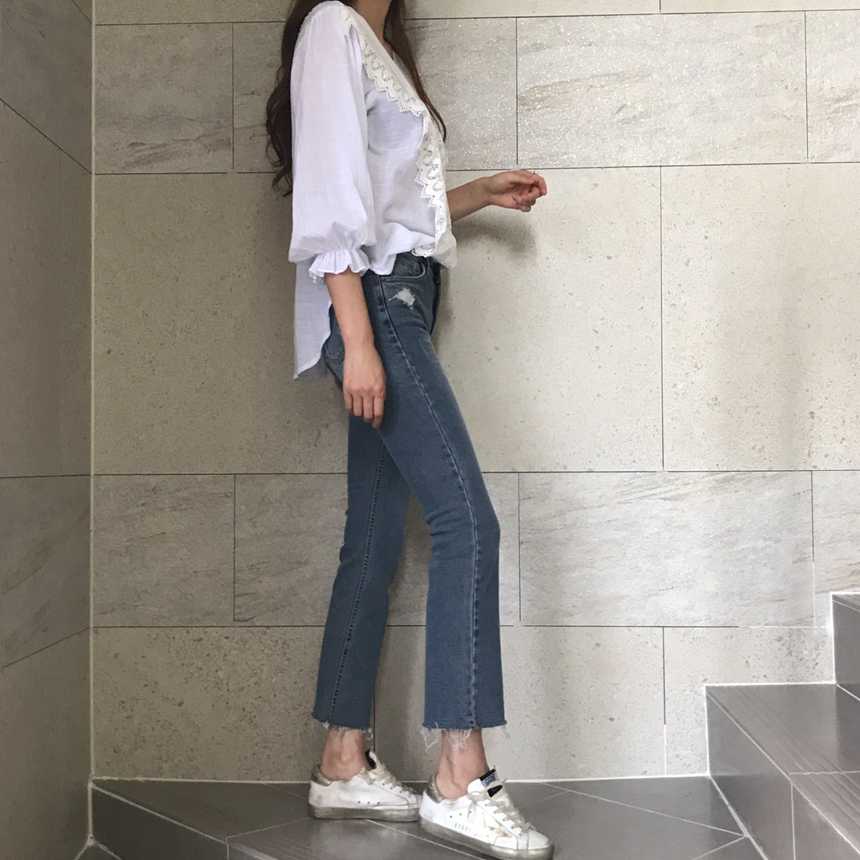 Women Jeans Pants Cutting boots cut jeans denim se