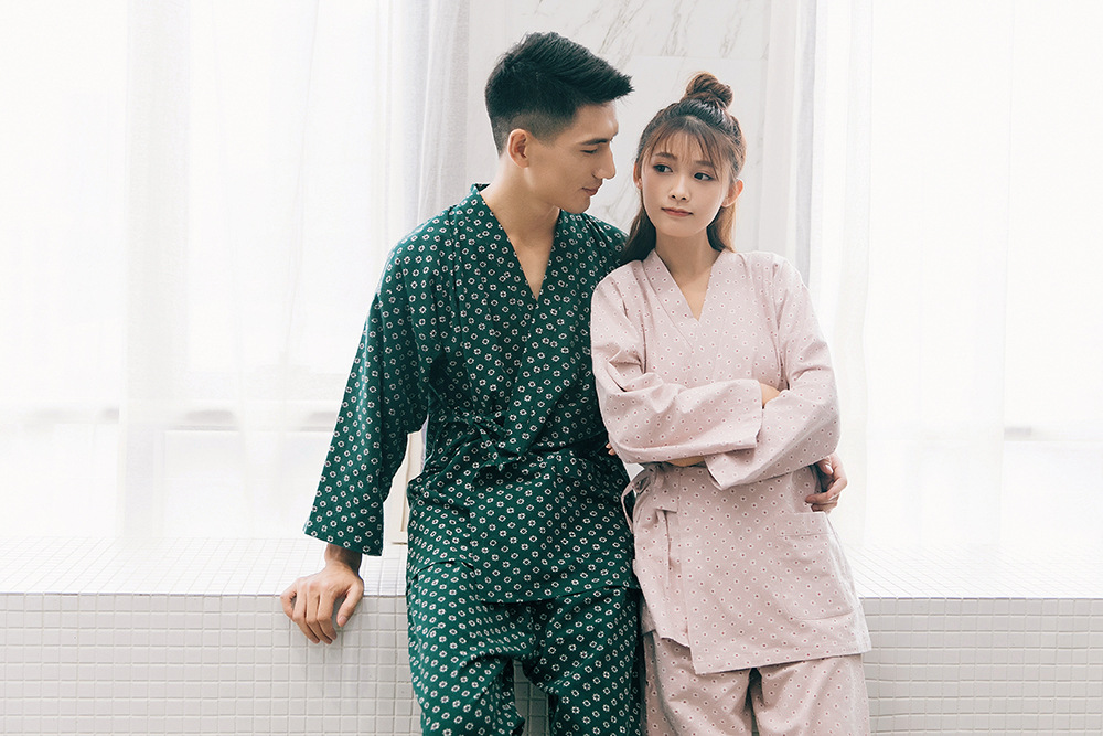 New imported fine flower Yukata couple pajamas hon
