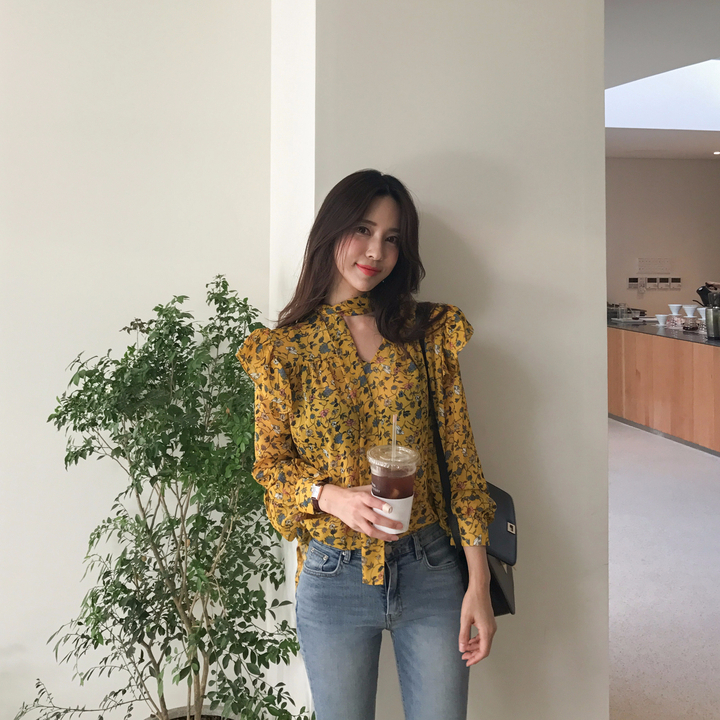 NEW FASHION LADY GIRL Blouse Autumn Blouse Yellow 