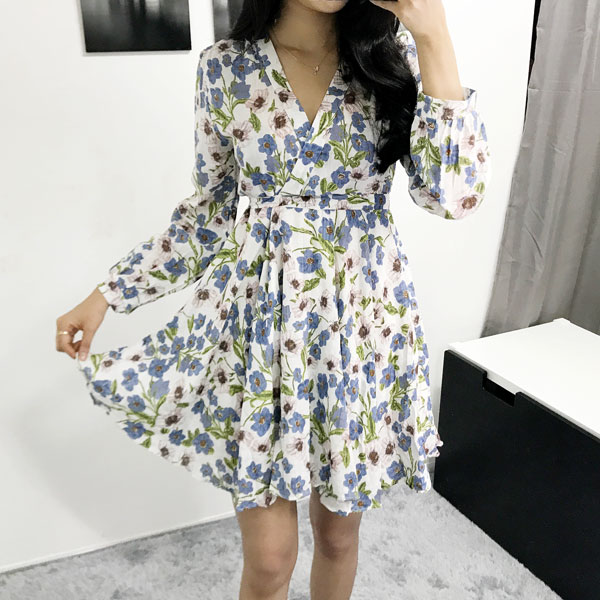 New Women Dress Autumn Flower V One Piece Store Pa