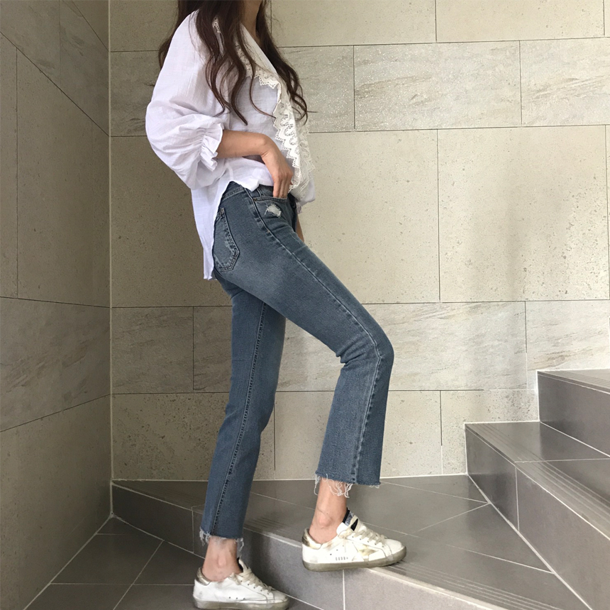 Women Jeans Pants Cutting boots cut jeans denim se