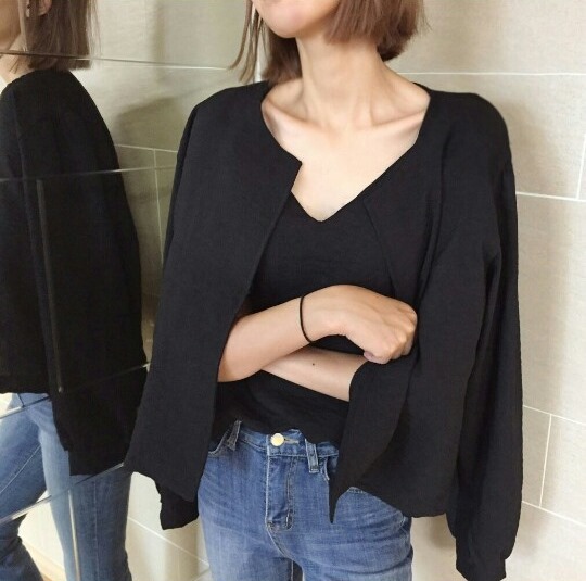 Giselle Shirring Set Blouse Cardigan Women Women A