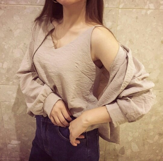 Giselle Shirring Set Blouse Cardigan Women Women A