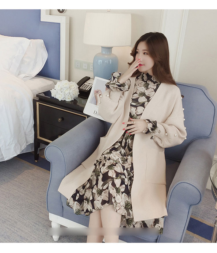 New Women Dress Flower Chiffon Long Dress Green Pi