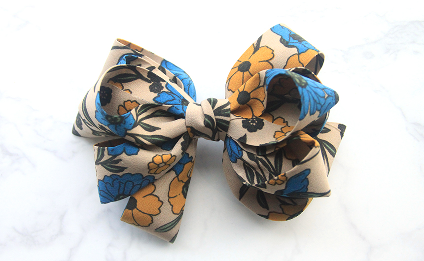 NEW HAIR CLIP HOOP Handmade Flower Ribbon Pin Half